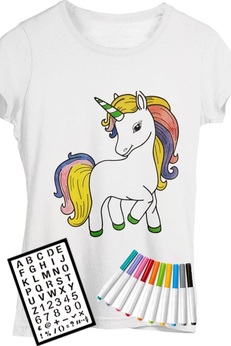 DaVinci in You Coloring Shirt Kit with 10 Fabric Markers Unicorn Mermaid Birthday Girl Gift Arts and Craftt - Image 2