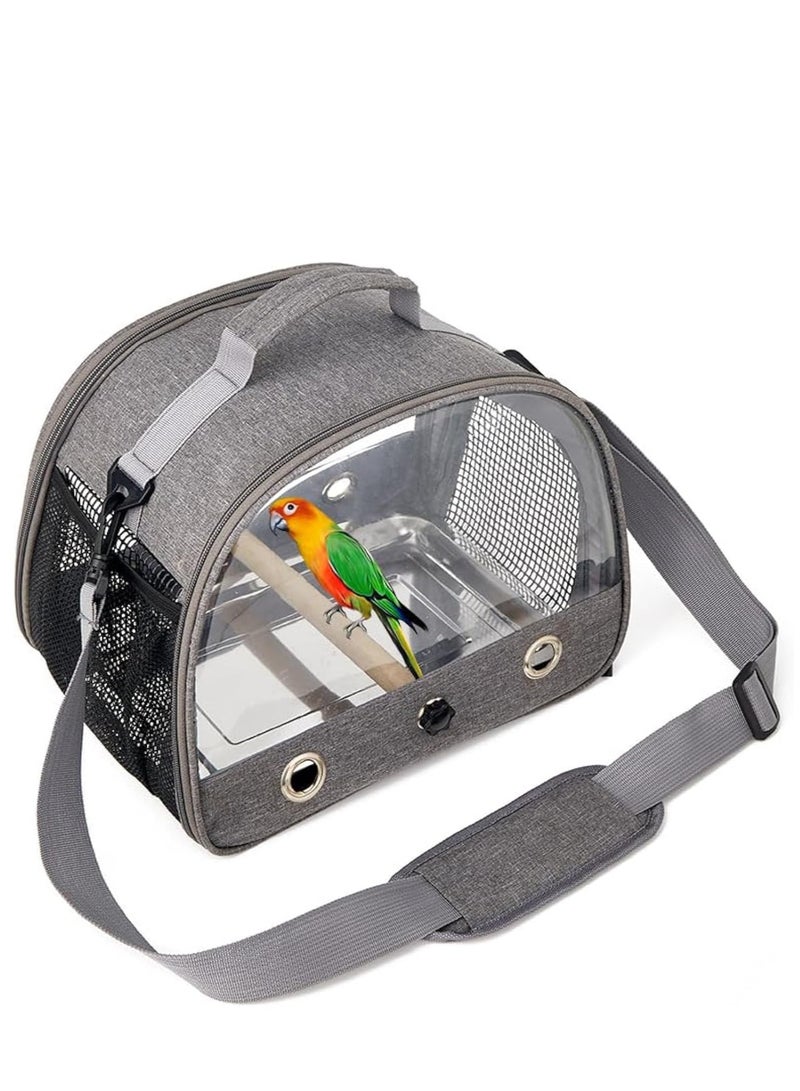 تراسل حاملة طيور، حاملة طيور للسفر، حاملة ببغاء ببغاء صغير محمول مع مجثم قائم وصينية من الفولاذ المقاوم للصدأ، نافذة جانبية قابلة للطي - Image 1