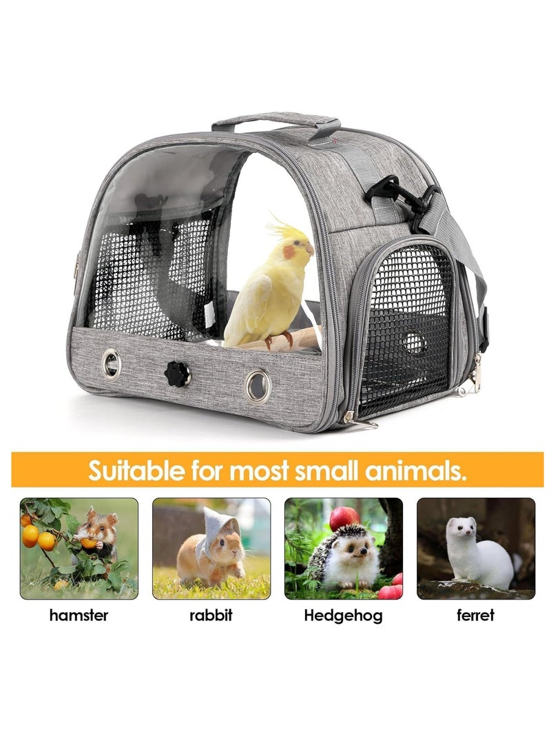 تراسل حاملة طيور، حاملة طيور للسفر، حاملة ببغاء ببغاء صغير محمول مع مجثم قائم وصينية من الفولاذ المقاوم للصدأ، نافذة جانبية قابلة للطي - Image 5