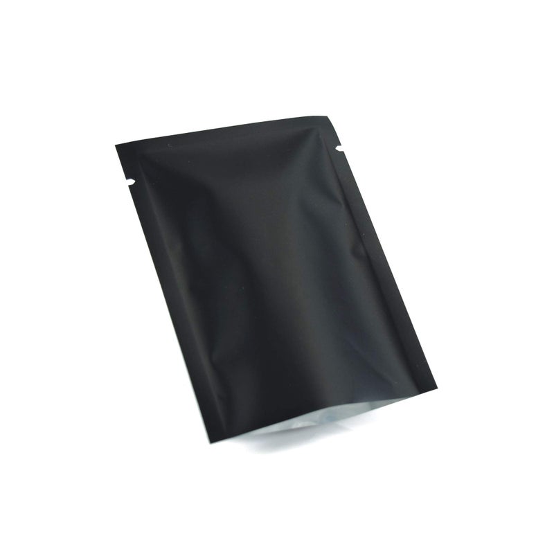 QQ Studio 100 PCS Metallic Mylar Foil Open Top Sealable Bags (12x18cm(4.7x7"), 100x Matte Black)