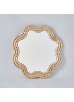 Home Box Posco Pine Wood Wavy Mirror 60 x 60 cm  - Image 3
