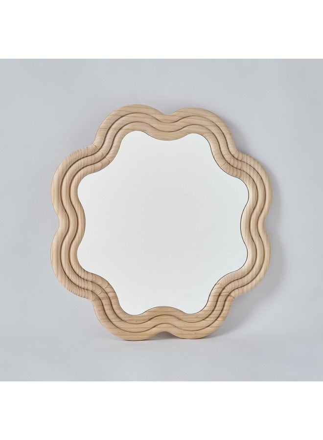 Home Box Posco Pine Wood Wavy Mirror 60 x 60 cm  - Image 3