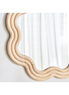 Home Box Posco Pine Wood Wavy Mirror 60 x 60 cm  - Image 2