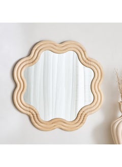 Home Box Posco Pine Wood Wavy Mirror 60 x 60 cm  - Image 4