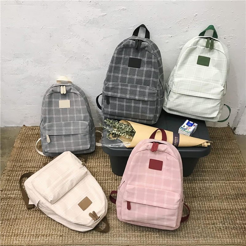 cheekyglo Light Academia Aesthetic Backpack, Plaid Preppy Backpack, Sage Green Backpack, Plaid Backpacks for Girls Aesthetic (Black) - Image 3