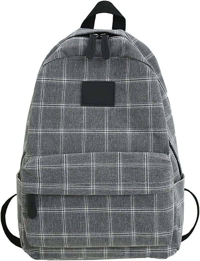 cheekyglo Light Academia Aesthetic Backpack, Plaid Preppy Backpack, Sage Green Backpack, Plaid Backpacks for Girls Aesthetic (Black) - Image 1