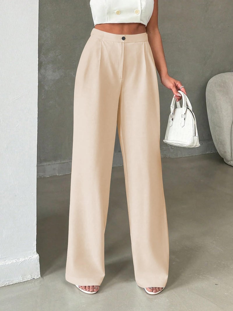 Toochki Trousers for Woman Pants Women's Formal Office Korean | Beige Track Pant | Straight | Cotton Spandex Stretchable Trouser | High-Waisted Bottom Wear - Image 4