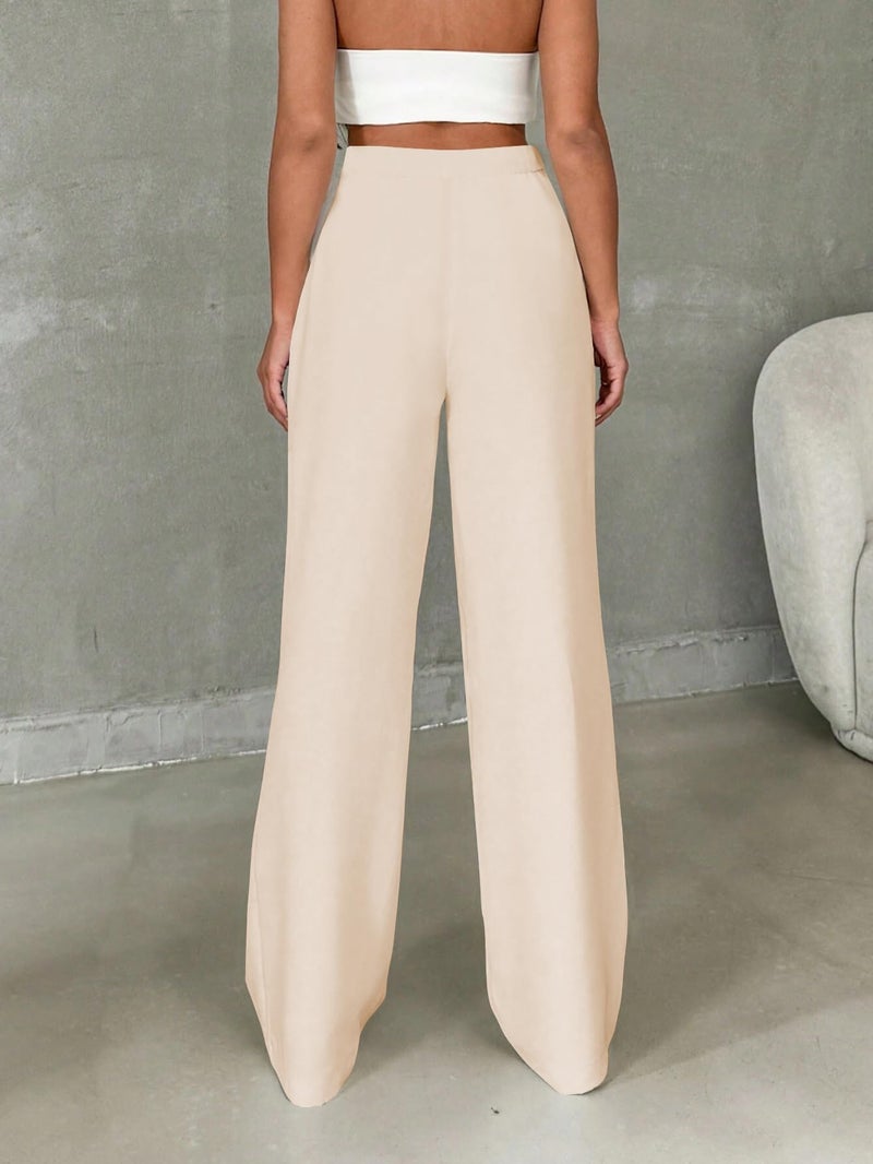 Toochki Trousers for Woman Pants Women's Formal Office Korean | Beige Track Pant | Straight | Cotton Spandex Stretchable Trouser | High-Waisted Bottom Wear - Image 5
