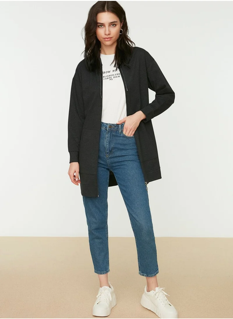 trendyol Zip Through Knitted Hoodie