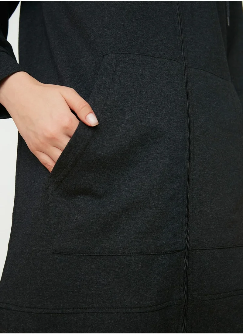trendyol Zip Through Knitted Hoodie
