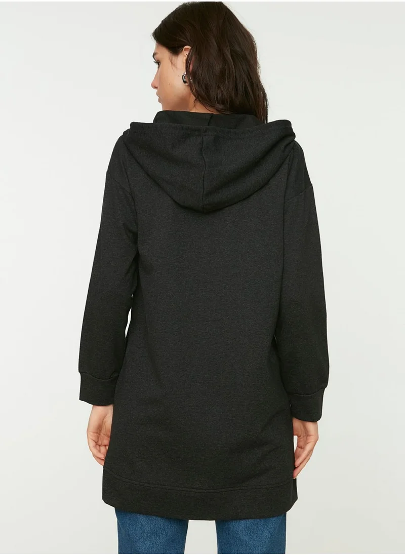 trendyol Zip Through Knitted Hoodie