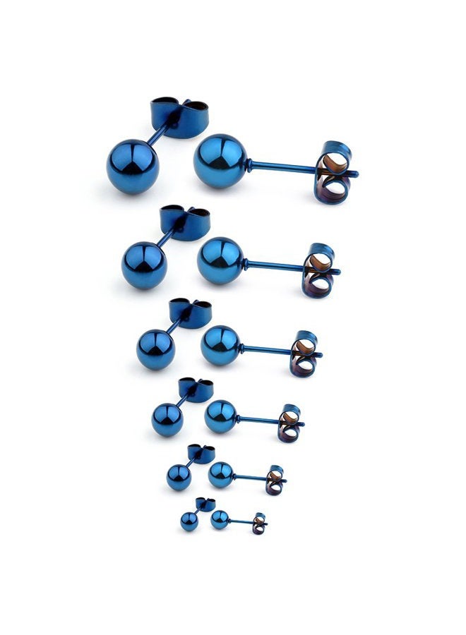 Ruifan 20G Stainless Steel Ball Stud Earrings for Men Women Round 3-8mm 6Pairs - Image 1