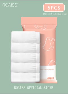 roaiss 5 Pack Set Women's Disposable Briefs Pregnant Confinement Postpartum Sterile High Stretch Panties Mid-waist Hygiene Soft Underpants Individual Package Underwear White  - Image 2
