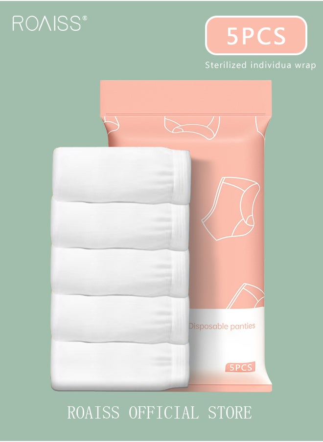 roaiss 5 Pack Set Women's Disposable Briefs Pregnant Confinement Postpartum Sterile High Stretch Panties Mid-waist Hygiene Soft Underpants Individual Package Underwear White  - Image 2