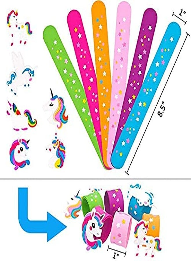 FAVELA slap bracelet for kids unicorn bracelet for girls Unicorn Slap Bracelets Silicone Wristbands Favors bracelet for girls Slap Bands Flip Bracelet Wristbands for Children,Pack of 6 - Image 2