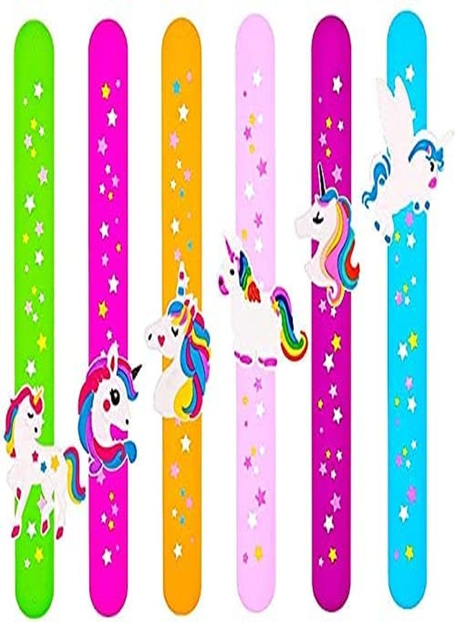 FAVELA slap bracelet for kids unicorn bracelet for girls Unicorn Slap Bracelets Silicone Wristbands Favors bracelet for girls Slap Bands Flip Bracelet Wristbands for Children,Pack of 6 - Image 4