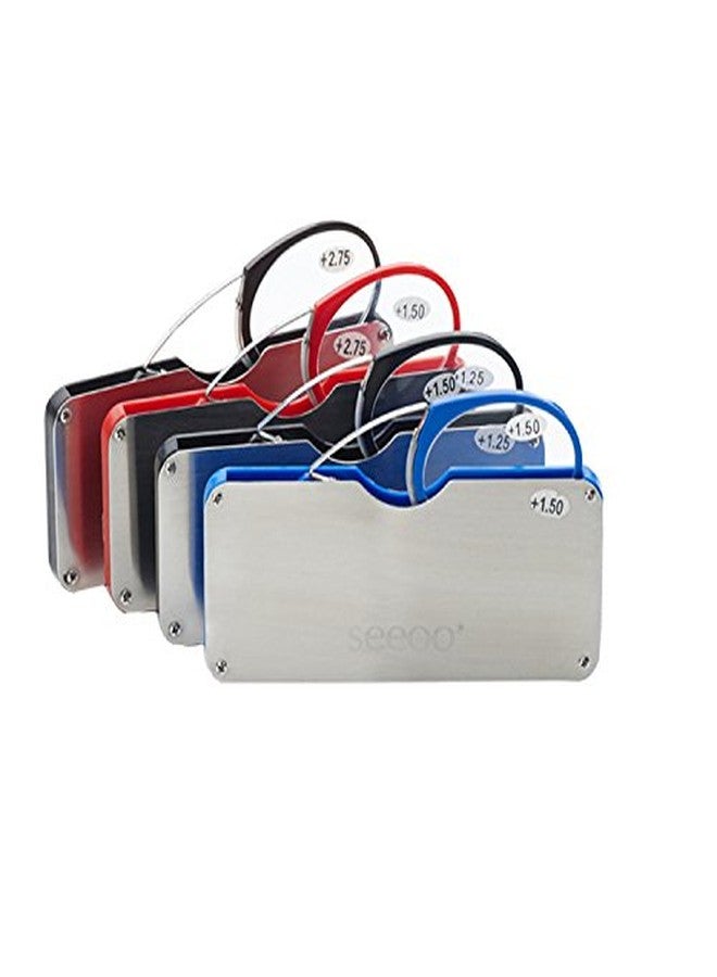 AEC Globus Go Everywhere Unisex Pince-Nez Reading Glasses +2.50 Power Nose-Resting Temple-Free Design Lightweight Full Rim Dual-Tone Frame Portable with Soft Sleeve Case for Men & Women (Mix Colors) - Image 4