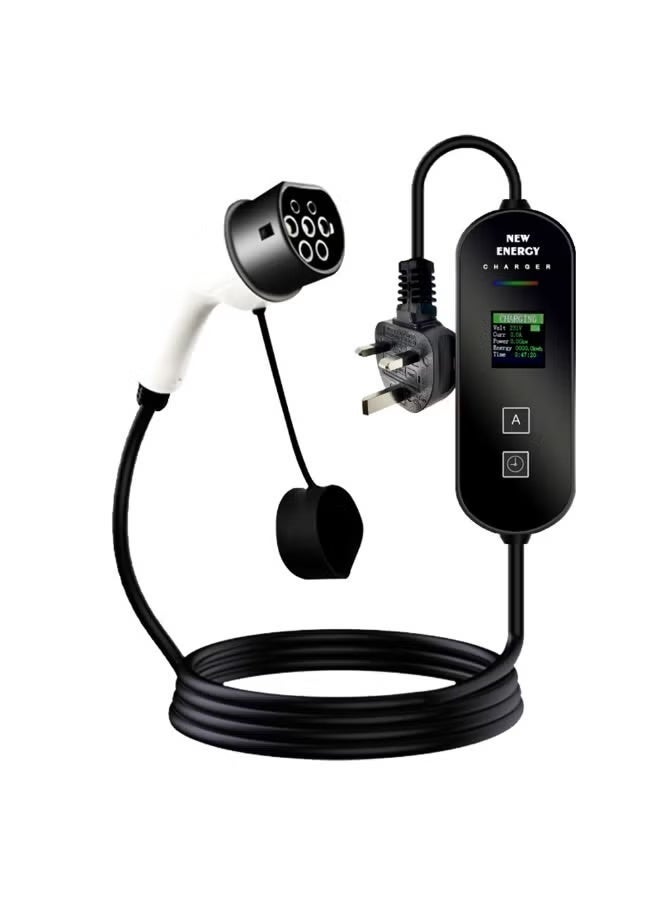 WALALLA New Energy EV Car Charger, 13A 3.5KW Portable Electric Vehicle Charger with LED Screen Intelligent Temperature Control, Anti-Theft Charging Equipment, Plug and Play, UK Plug, 5m Cable Length and Storage Bag - Image 2