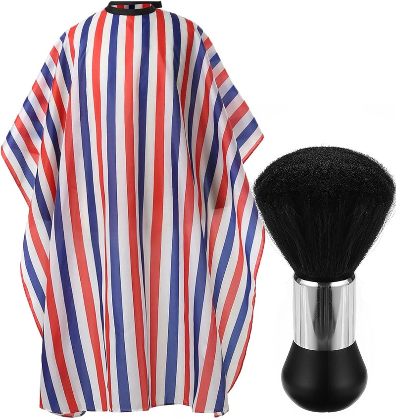 Borogo Professional Hair Cutting Cape with Neck Duster Brush, Salon Barber Cape, Hairdressing Accessories (Multicolor Stripe) - Image 1