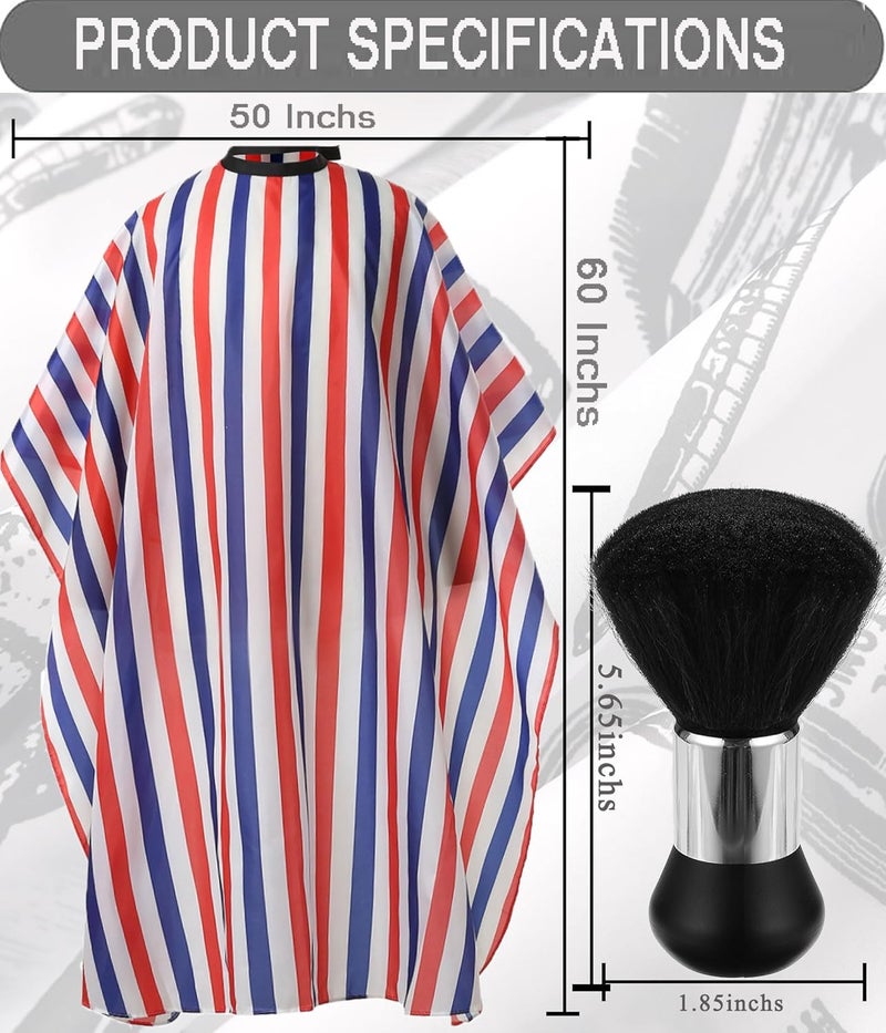 Borogo Professional Hair Cutting Cape with Neck Duster Brush, Salon Barber Cape, Hairdressing Accessories (Multicolor Stripe) - Image 2