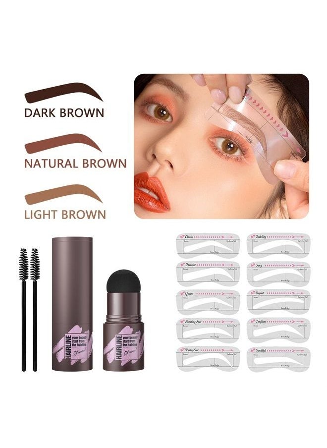 LSxia - Brow Stamp and Eyebrow Stencil Kit, Eye-brow Stamp Waterproof Eyebrow Powder and Eyebrow Shaping Kit, Natural Eye Brow Definer with 10 Brow Stencils for Women Eye Brown Makeup (Light Brown) - Image 1
