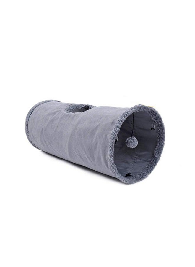 Primst Collapsible Cat Tunnel,Durable Suede Pet Toys Play Tunnel with Ball and Hole,for Cats,Rabbits,Kittens,Puppy and Small Pets (Grey 26x12inch) - Image 1