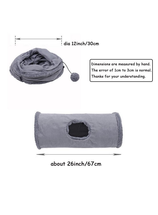 Primst Collapsible Cat Tunnel,Durable Suede Pet Toys Play Tunnel with Ball and Hole,for Cats,Rabbits,Kittens,Puppy and Small Pets (Grey 26x12inch) - Image 4