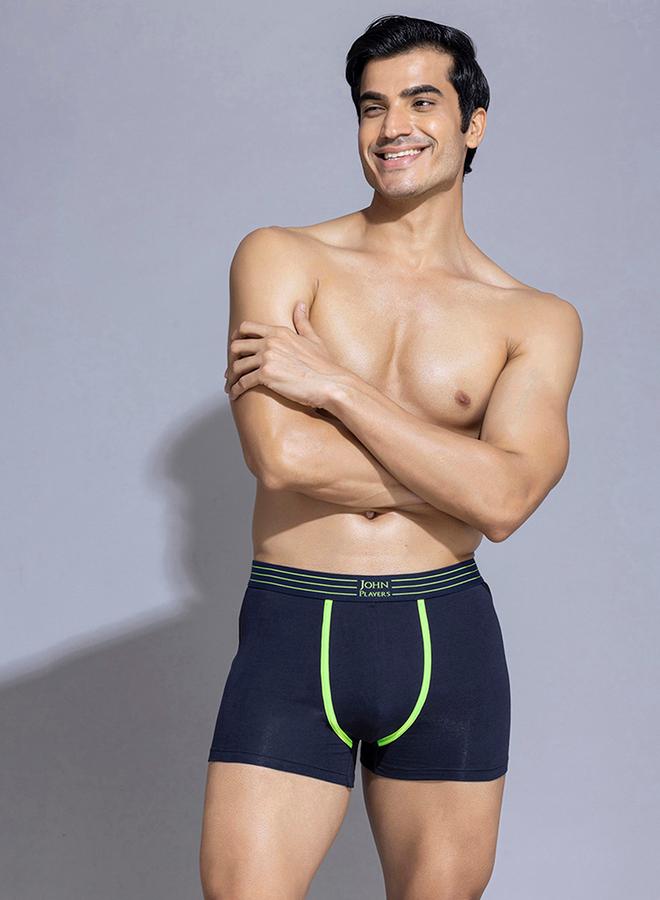 John Players Pack of 2 - Solid Trunks with Striped Waistband - Image 1