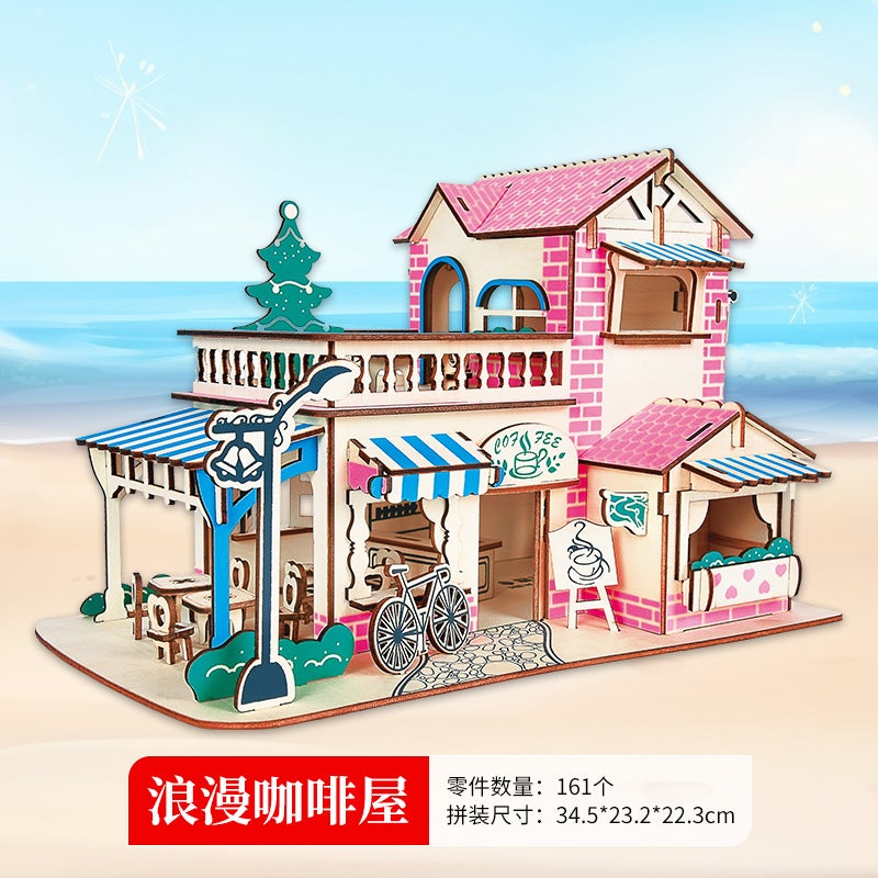 Three-Dimensional Puzzle 3D Wooden Assembled Model Ferris Wheel Children'S Girl Puzzle Handmade Diy Gift - Image 1