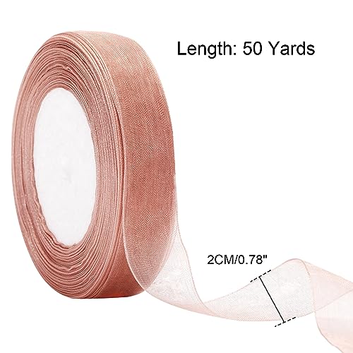 joycraft 3/4 in Rose Gold Gift Wrapping Ribbon - 50 Yds Sheer Chiffon Organza Handmade Ribbon for Wedding, Birthday, Baby Shower, Holidays, Anniversary - Image 2