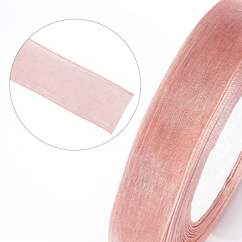 joycraft 3/4 in Rose Gold Gift Wrapping Ribbon - 50 Yds Sheer Chiffon Organza Handmade Ribbon for Wedding, Birthday, Baby Shower, Holidays, Anniversary - Image 4