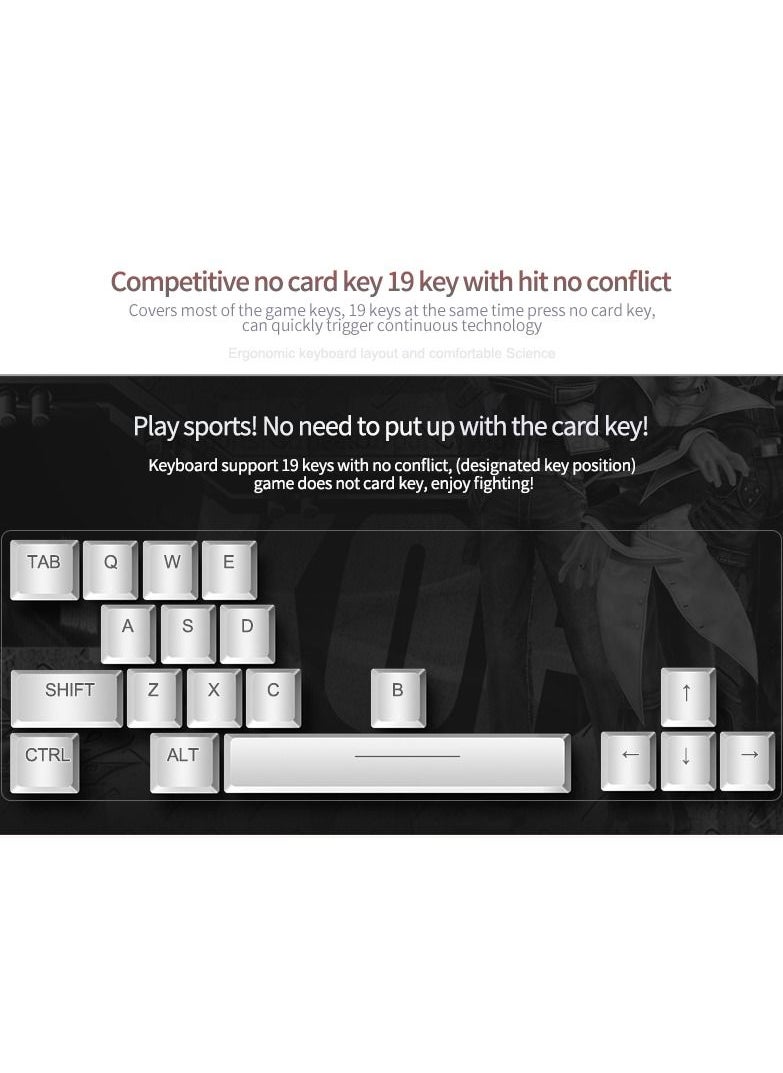YINDIAO - Backlit LED Wired Keyboard Metallic White Blue Backlight Set Mouse Headset With Microphone For Notebook Desktop Computer Gaming Office With USB Cable - Image 1