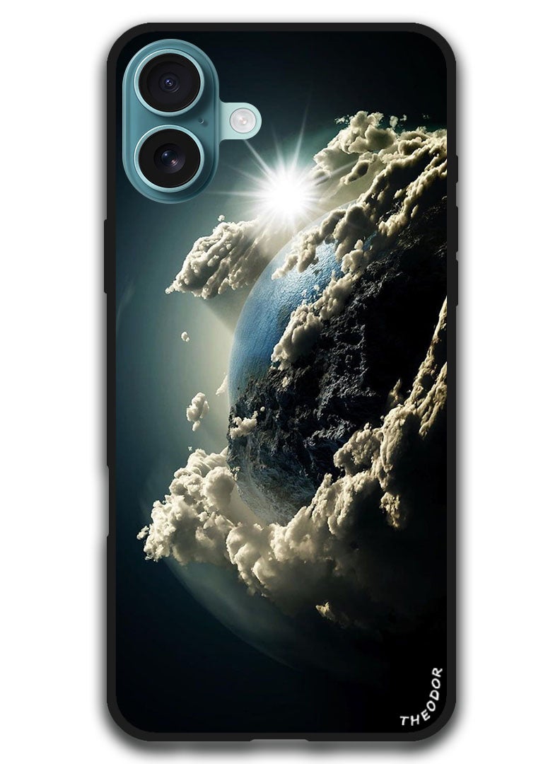 Theodor Protective Case Anti Scratch Shock Proof Bumper Cover For iPhone 16 (6.1)-inch Space Earth Sun - Image 1