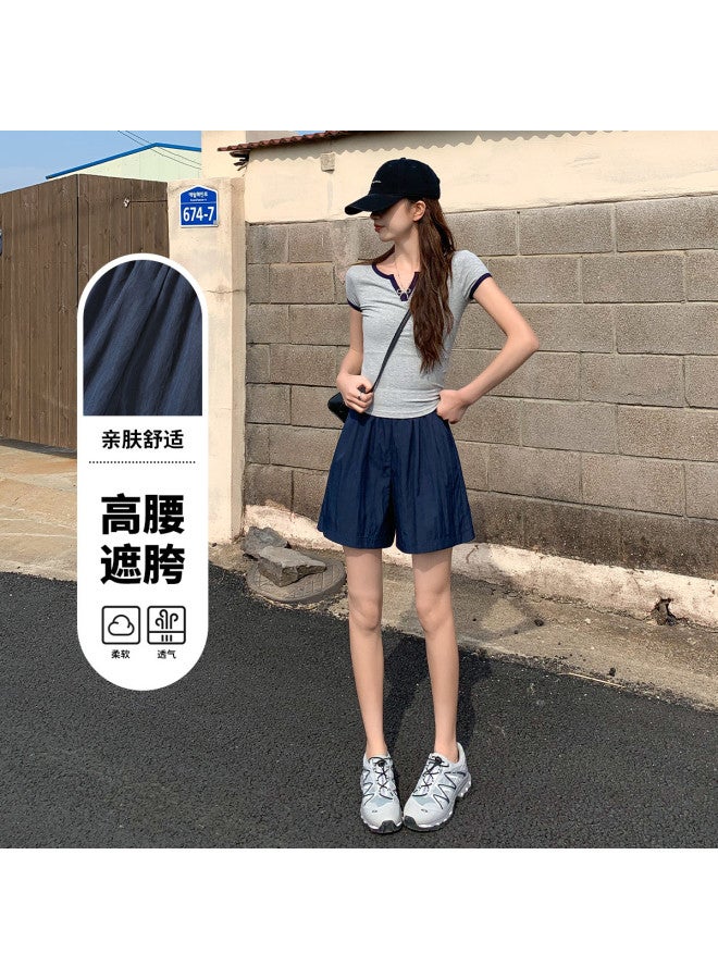 Hstyle Lightweight Breathable High-waisted Wide-leg Shorts For Women - 2025 Summer Commute Loose Versatile Slimming Sport Casual Pants - Image 4