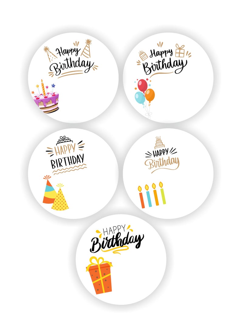Kelenate® (Happy Birthday) Gift Tags Name Tags Stickers, Wishes Note Stickers, 80 Pieces, 2inches, Round, 5 Unique Designs, Made of Sticker Paper, Stickers Party Favors Envelope Packages Seals - Image 5