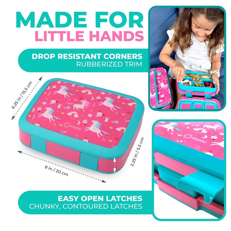Kinsho Bento Box with Lunch Bag, Insulated Stainless Steel Thermo for Hot-Cold Food or Soup, Ice Pack Set for Kids Girls Toddlers Snacks for Daycare, Ages 3 to 7, Pink Unicorn - Image 5