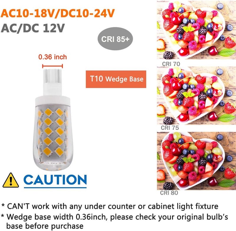 LEMENG 4W T10 Wedge Base RV 921 LED Light Bulb12VAC/DC Landscape Malibu,Automotive Car RV Camper Trailer Motorhome Marine Boat Dome Lighting 6000K daylight white-Pack of 5 - Image 3