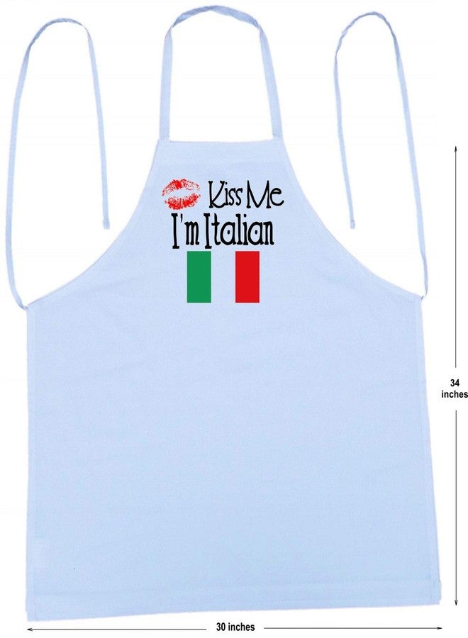 CoolAprons Cute Kitchen Apron Kiss Me I'm Italian Chef Aprons, White Cooking Apron, Funny Italian Theme Gift - Image 4
