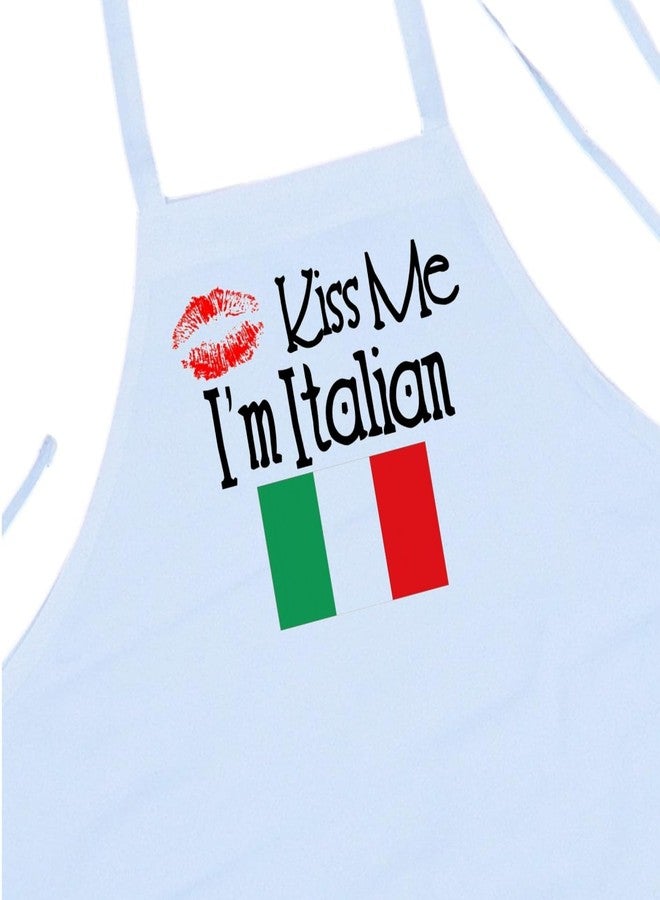 CoolAprons Cute Kitchen Apron Kiss Me I'm Italian Chef Aprons, White Cooking Apron, Funny Italian Theme Gift - Image 2