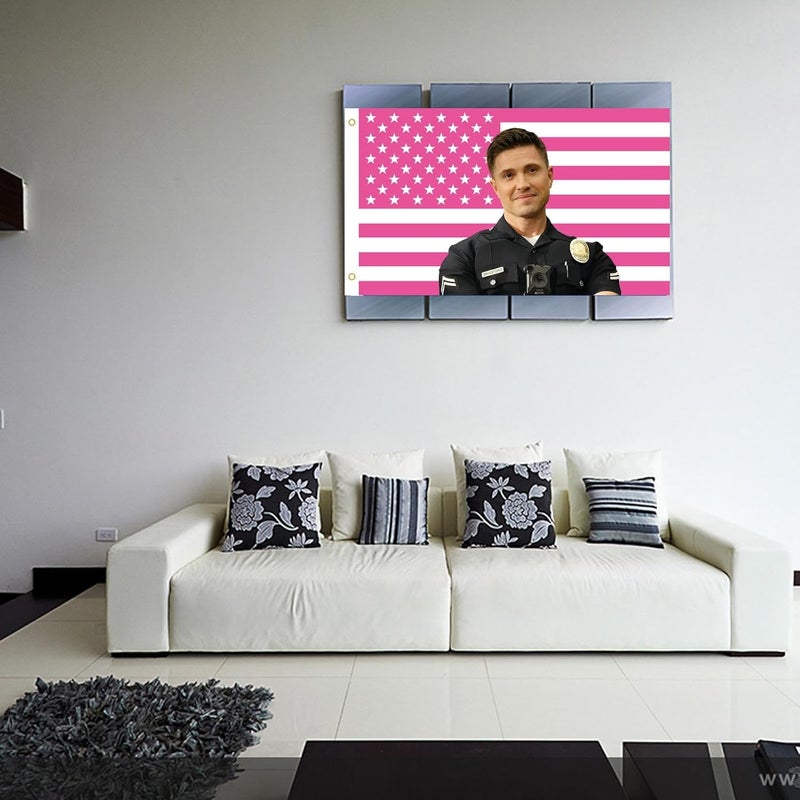 MAGJIUKE Tim Bradford American The Rookie Flag Wall Tapestry,Pink Eric Winter Wall Hanging Decor for Bedroom,3x5 Ft - Image 5