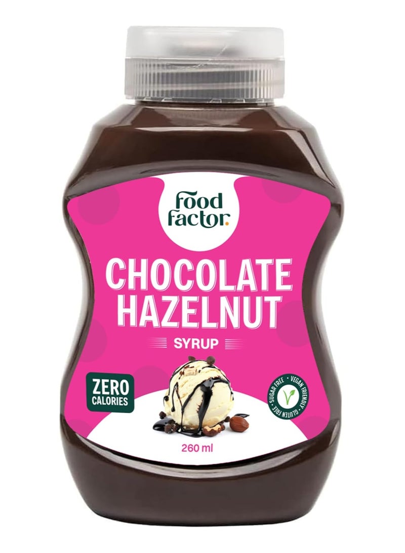 فود فاكتور شراب بنكهة فود فاكتور | صنع في إيطاليا | خالي من السكر، خالي من السعرات الحرارية، خالي من الغلوتين، مناسب للنباتيين، صديق للكيتو (260 مل، شوكولاتة بالبندق) - Image 1