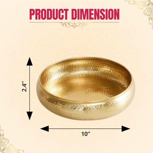 Klassic 10 Inch Hand Crafted Metal Round Hammered Potpourri Bowl | Traditional Bowl for Floating Flowers & Tea Light Candles | Antique Design for Diwali, Pooja, Weddings & Home Décor - Image 5