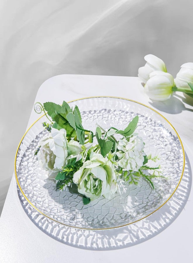 Hioasis 60pcs Clear Plastic Plates - Gold Rimmed Disposable, Hammered, Heavy-duty Dinnerware Set Suitable for 30 Guests, 10.25" Dinner & 7.5" Dessert Plates for Party & Wedding - Image 3