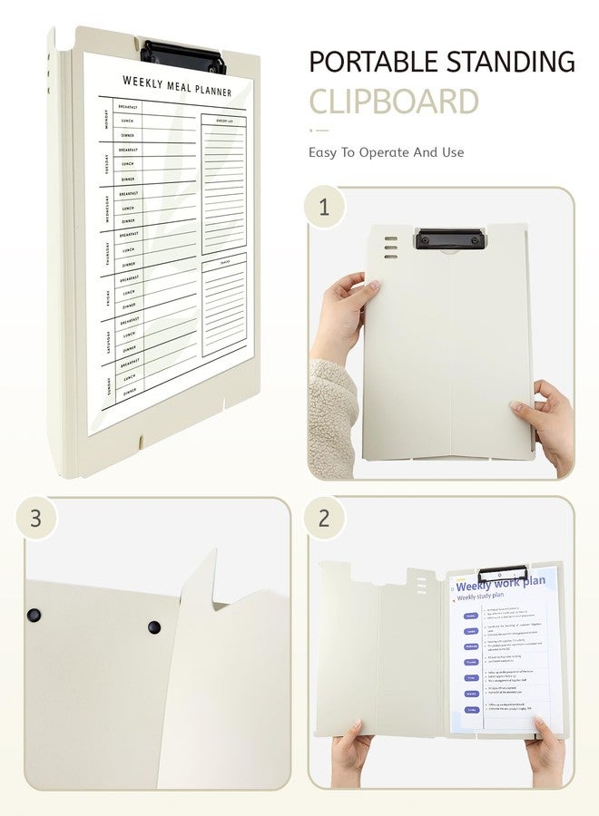 GAUENEEN Free Standing Clipboard and Desktop Stand with Adjustable Buckles Easel Back - Foldable Stand and Document Holder for School, Office and Business Use (9.37 x 12.6 inches) (White) - Image 4