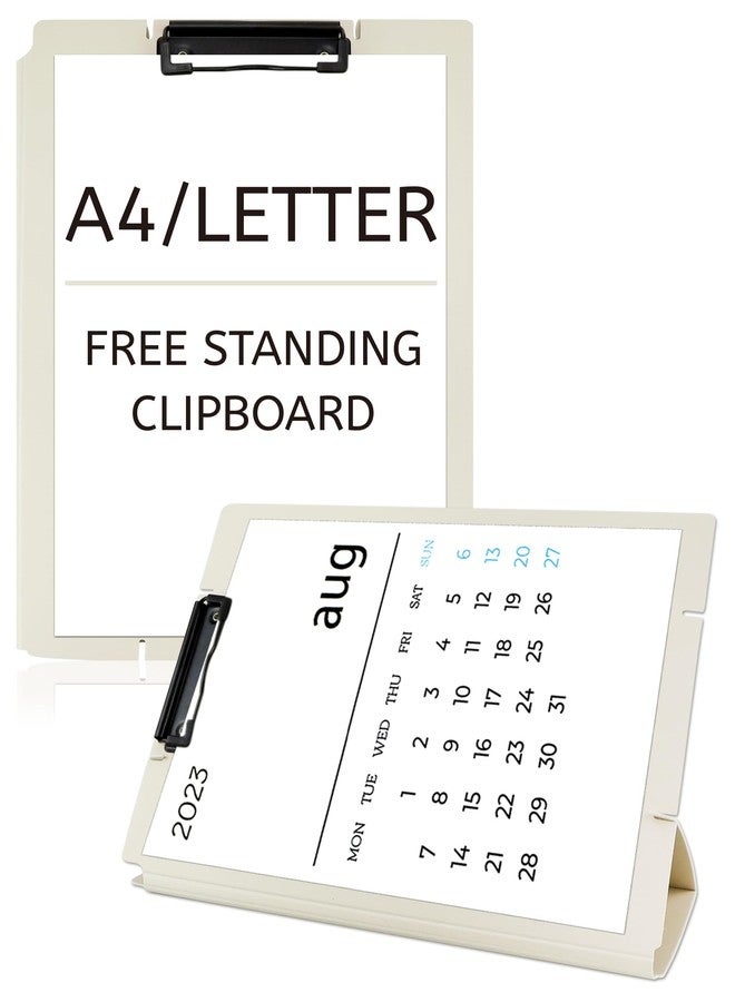 GAUENEEN Free Standing Clipboard and Desktop Stand with Adjustable Buckles Easel Back - Foldable Stand and Document Holder for School, Office and Business Use (9.37 x 12.6 inches) (White) - Image 1