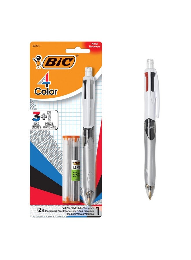 بيك أقلام حبر جاف وقلم رصاص من BIC 4 ألوان 3+1، متوسطة الرأس (1.0 مم)، ألوان متنوعة، عبوة من قطعة واحدة، أقلام للمدرسة ولوازم المكتب - Image 1