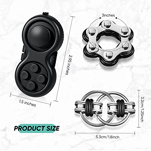 Gejoy 3 Pcs Fidget Toys Adults Set Handheld Fidgets Controller Pad Game Six Roller Chain Key Flippy Chain Autism Sensory for ADHD Add OCD Autism Anxiety Stress Relief Teen KidsBlack and Green - Image 5