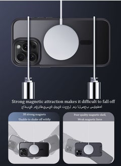 SNBFA Magnetic Case for iPhone 16 Pro , Compatible with MagSafe Shockproof Protection Cover, Translucent Matte Phone Case with Strong Magnet, Slim Case for iPhone 16 Pro (2024)(Black)  - Image 3