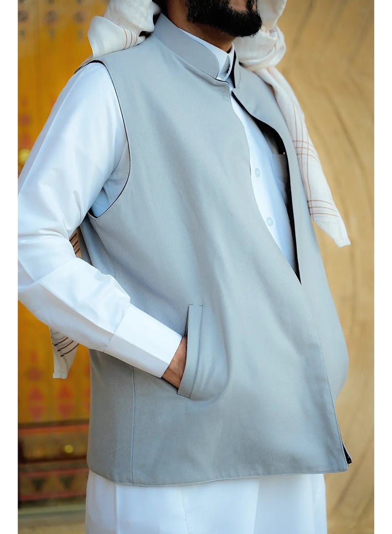 RS Men's double-faced navy gray cashmere wool vest - Image 3