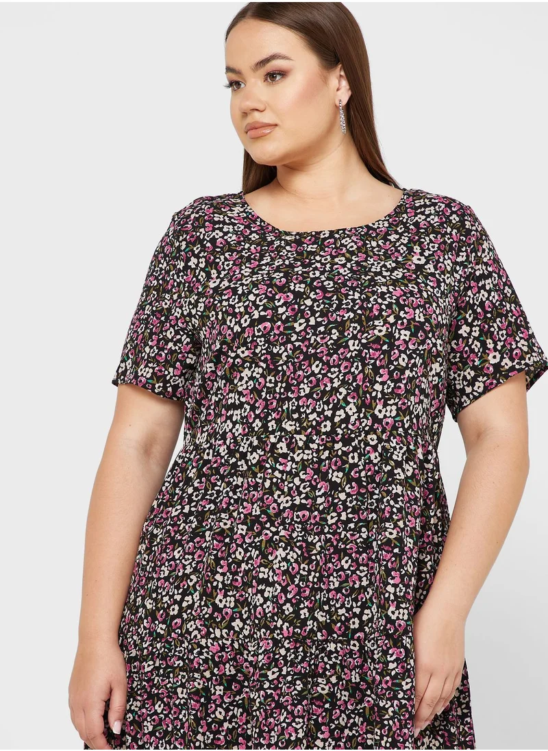 Only Carmakoma Floral Print Tiered Dress